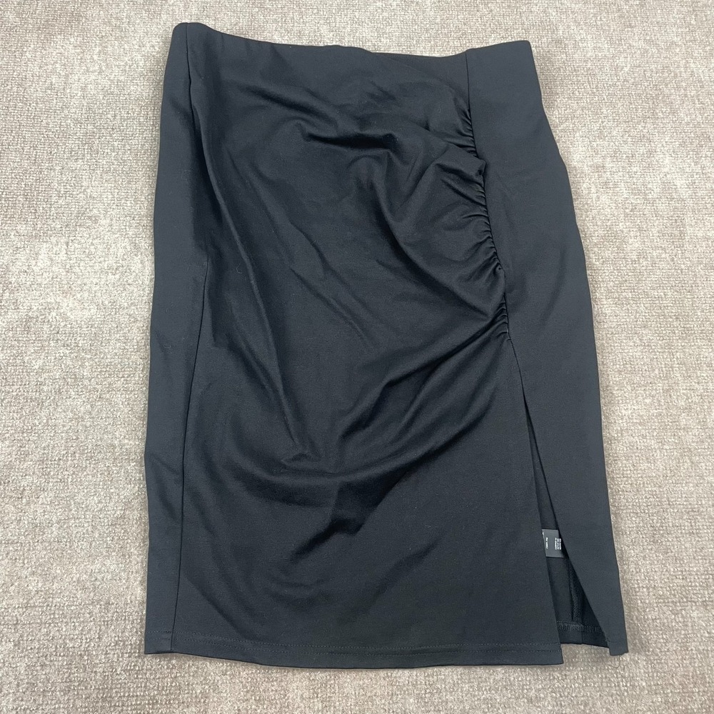 Torrid Ponte Cinched Side Ruched Pencil Midi Skirt Women 00 Black Stretch NWT